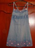Vestido Jeans com aplique rosa